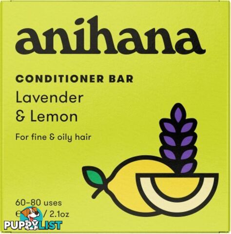 Anihana Conditioner Bar Lavender & Lemon Fine & Oily Hair 60g - Anihana - 9421906696264