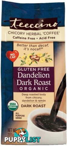 Teeccino Dandelion Dark Roast Herbal Coffee 284g - Teeccino Caffeine Free - 795239831104