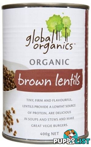 Global Organics Brown Lentils 400gm - Global Organics - 9326721009230