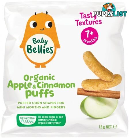 Little Bellies Baby Bellies Organic Apple & Cinnamon Puffs 12g - Little Bellies - 9337824001991