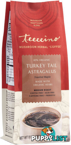 Teeccino Turkey Tail Astragalus Toasted Maple Mushroom Herbal Coffee 284g - Teeccino Caffeine Free - 795239850501