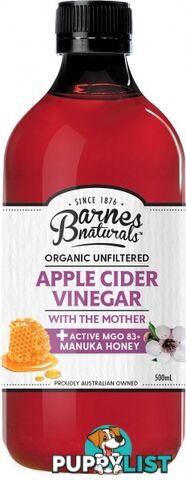 Barnes Naturals Organic Apple Cider Vinegar with Manuka Honey 500ml - Barnes Naturals - 9300677008165