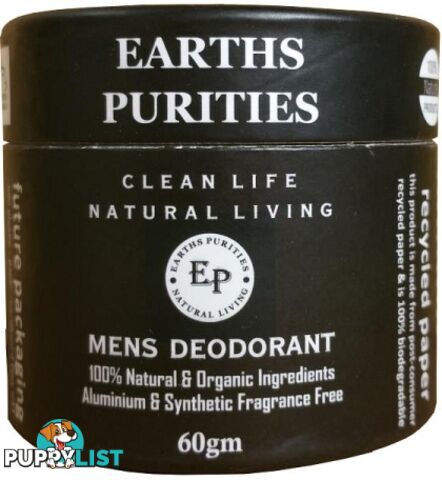 Earths Purities Mens Natural Deodorant Paste with Applicator 60g - Earths Purities - 797776097388