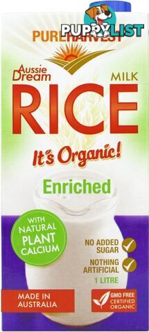 Pure Harvest Organic Rice Unsweetened Milk 1L - Pure Harvest - 9312231007033