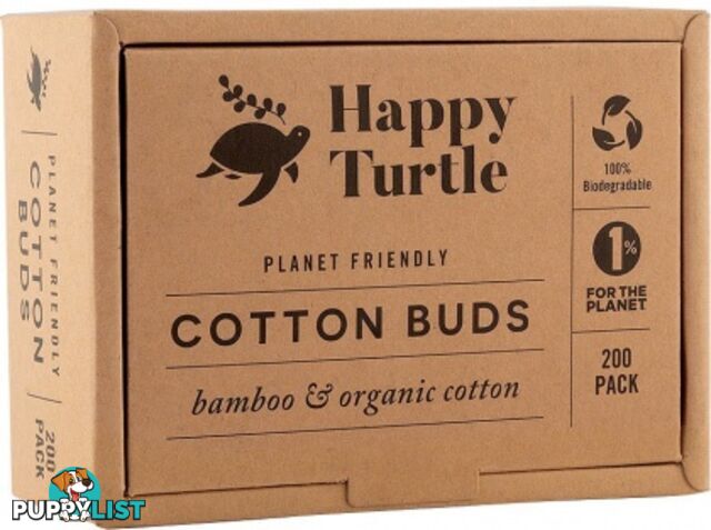 Happy Turtle Organic Cotton & Bamboo Cotton Buds - 200 Pack - Happy Turtle - 793591865485