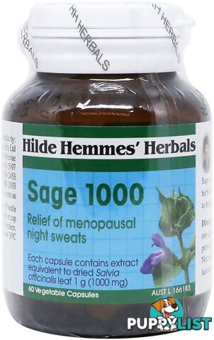 Hilde Hemmes Sage 1000mg x 60caps - Hilde Hemmes Herbals - 9315915003925