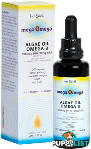 Free Spirit MegaOmega Algae Oil Omega -3 50ml - Free Spirit - 9347986006369