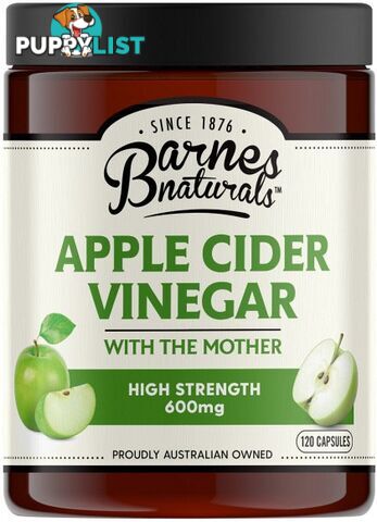 Barnes Naturals Apple Cider Vinegar High Strength 600mg 120 Capsules - Barnes Naturals - 9300677009735