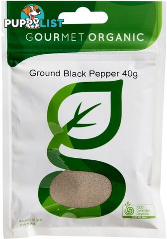 Gourmet Organic Pepper Black Ground 40g Sachet x 1 - Gourmet Organic Herbs - 9332974000160