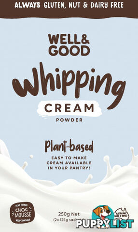 Well And Good Plant-Based Whipping Cream Powder 2x125g Sachets - Well & Good - 9337096101016