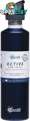 Cheeki Stainless Steel Bottle Ocean Sports Lid 1L - Cheeki - 9342192005090