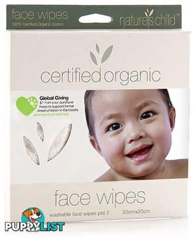 Natures Child Organic Face Wipes Pkt 2 - Natures Child - 9336588000387