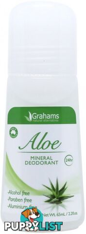 Grahams Aloe Mineral Deodorant Roll On 65ml - Grahams - 9332996000254