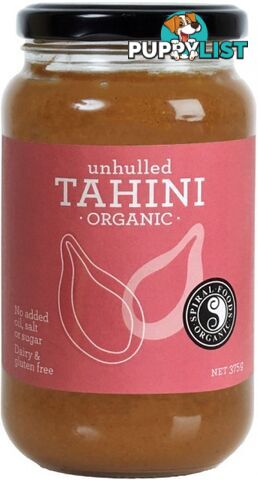 Spiral Organic Unhulled Tahini  Glass 375g - Spiral Foods - 9312336782507