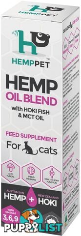 Hemp Pet Hair Ball Relief Omega 3-6-9 with Hoki Fish & MCT Oil Supplement for Cats 100ml - Hemp Pet - 0019321314086