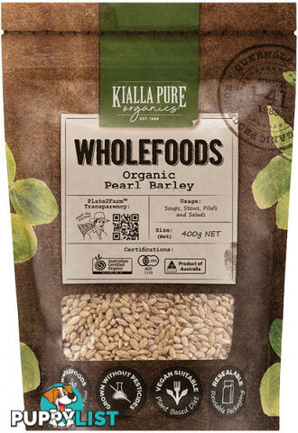 Kialla Organics Organic Pearl Barley 400g - Kialla Pure Organics - 9313958009102