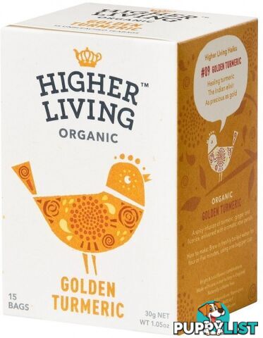 Higher Living Organic Golden Turmeric 15Teabags - Higher Living - 5060319129491