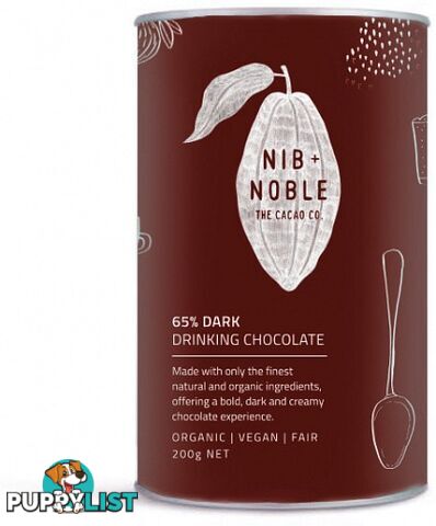 Nib & Noble Organic 65% Cacao Drinking Chocolate Dark  200g - Nib & Noble - 9356215000054