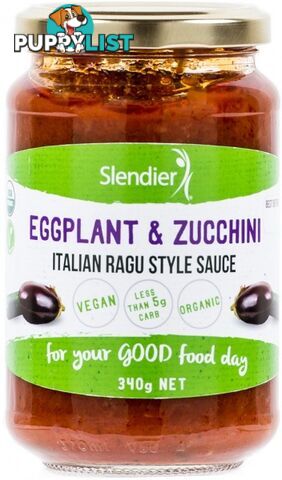 Slendier Eggplant & Zucchini Italian Ragu Style Sauce 340g - Slendier - 9346976001438