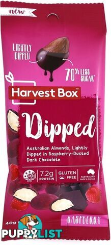 Harvest Box Dipped (Almonds Lightly Dipped in Raspberry-Dusted Dark Chocolate)  40g - Harvest Box - 9347881000516