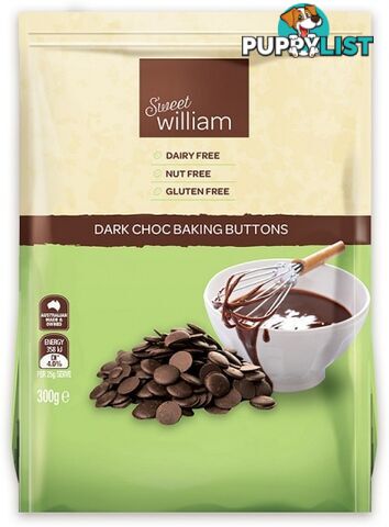 Sweet William Vegan Dark Chocolate Buttons 300g - Sweet William - 9311259423085