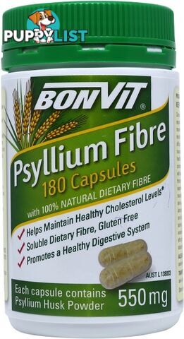 Bonvit Psyllium Fibre 550mg (180 Capsules) - Bonvit - 9316774178007