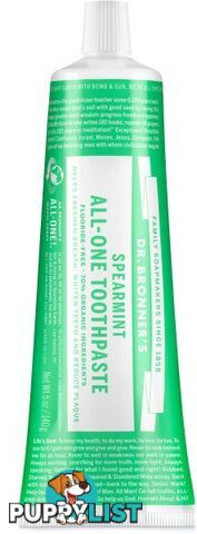 Dr. Bronner's Spearmint Toothpaste 140g - Dr Bronner's - 018787500828