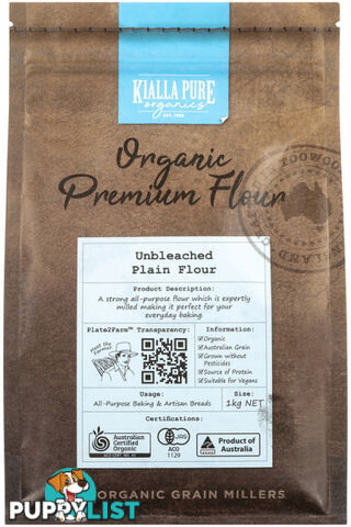 Kialla Organic Plain All Purpose Flour 1Kg - Kialla Pure Organics - 9313958005883