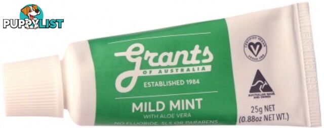 Grants Natural Toothpaste Mild Mint Travel Size 25g - Grants - 93555302