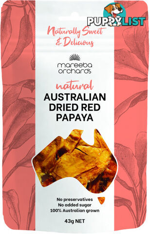 Mareeba Orchards Natural Australian Dried Red Papaya 43g - Mareeba Orchards - 9369998150281