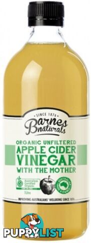 Barnes Naturals Organic Apple Cider Vinegar & The Mother 1L - Barnes Naturals - 9300677008035