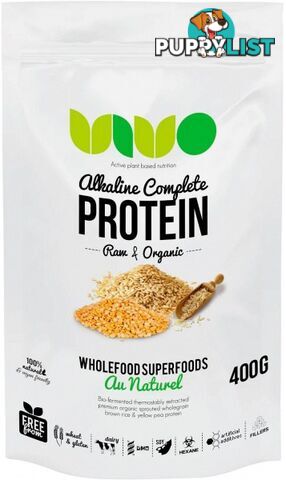 VIVO Organic Alkaline Complete Plant Protein Au Naturel 400g - Vivo Alkaline Protein - 934851800091