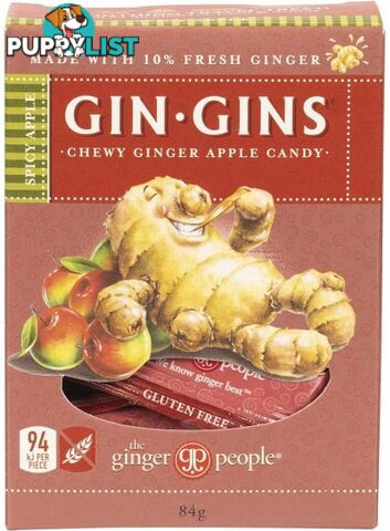 The Ginger People Gin Gins Ginger Candy Chews Spicy Apple 12x84g - The Ginger People - 734027981034