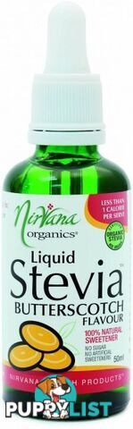 Nirvana Organics Butterscotch Flavour Stevia Liquid 50ml - Nirvana Organics - 9338196000667