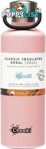 Cheeki Stainless Steel Bottle Insulated Pink 600ml - Cheeki - 9342192005199