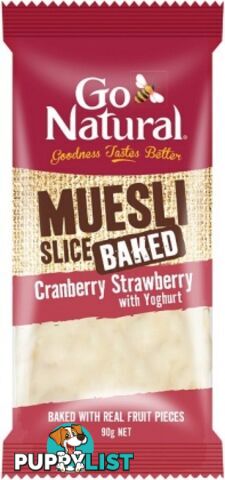 Go Natural Muesli Slice Baked Cranberry Strawberry w/Yoghurt 90g - Go Natural - 9310846070459