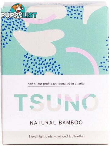 Tsuno Natural Bamboo Overnight Pads - Winged & Ultra Thin Box of 8 - Tsuno - 9369998145898