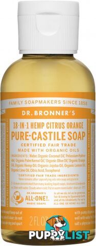 Dr Bronner's Pure Castile Liquid Soap Citrus 59ml - Dr Bronner's - 018787777022