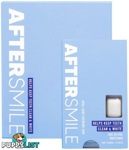 AFTERSMILE Oral Care Chewing Gum (Clean & White Teeth) Mint 12 Piece x 10 Pack - Aftersmile - 9369900041324