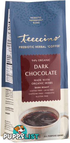 Teeccino Dark Chocolate Prebiotic SuperBoost Herbal Coffee 284g - Teeccino Caffeine Free - 795239860104