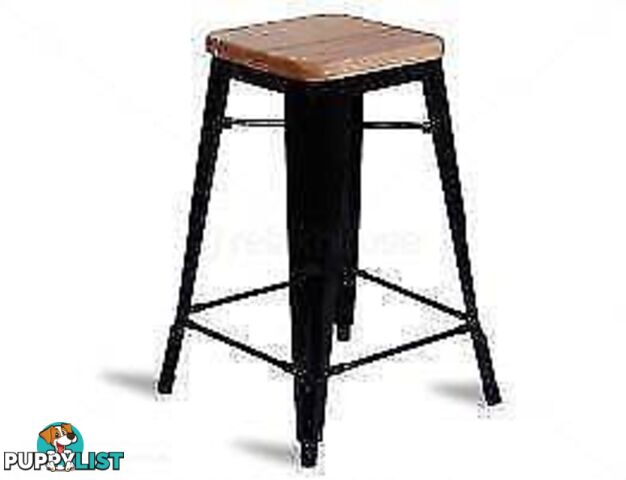 Replica Tolix Metal Stool with wood seat (66cm)-Black