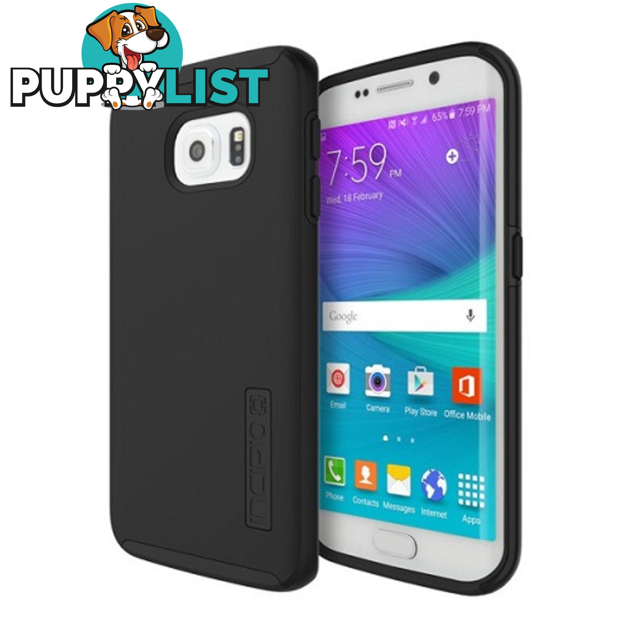 Incipio DualPro Case suits Samsung Galaxy S6 Edge - Black / Black - 840076130795/SA-635-BLK - Incipio