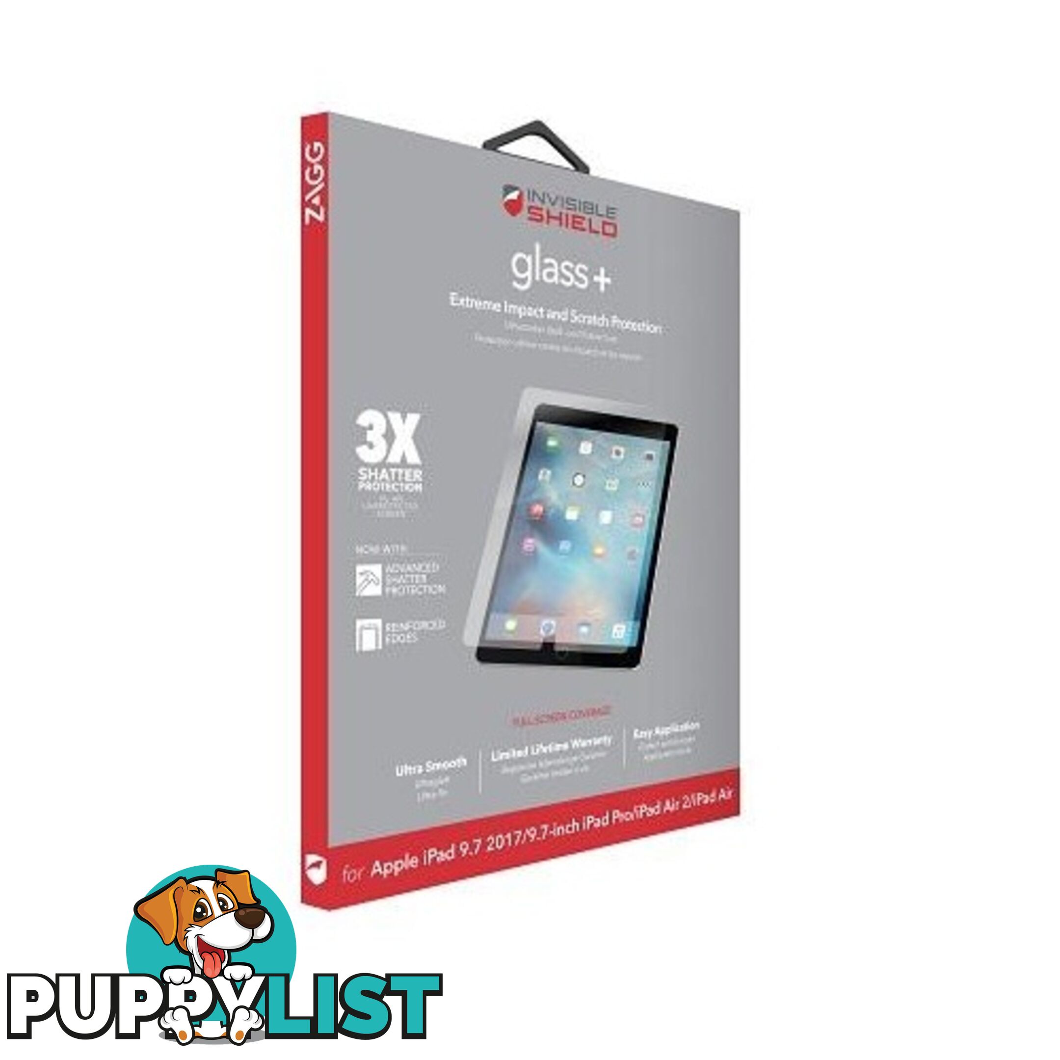 ZAGG InvisibleShield Glass+ Screen Protector for iPad Air 2 - Clear - 848467067019/200101105 - ZAGG