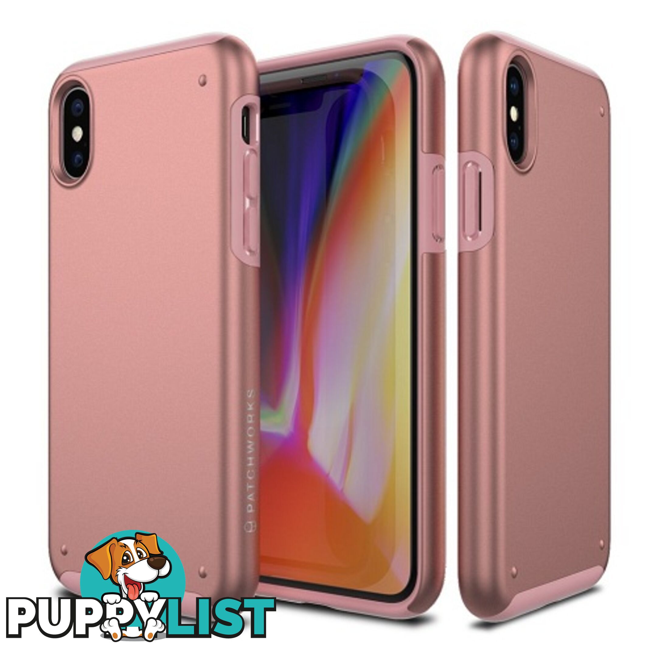 Patchworks Chroma Metalic Rugged Case for iPhone X - Rose Gold / Black - 8809453318463/CRA83 - Patchworks