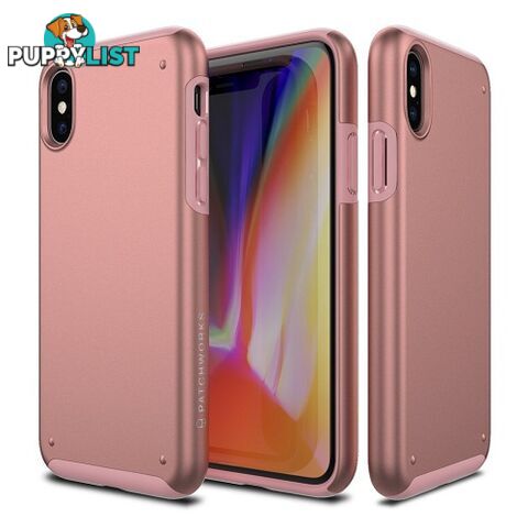 Patchworks Chroma Metalic Rugged Case for iPhone X - Rose Gold / Black - 8809453318463/CRA83 - Patchworks