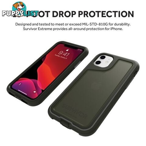 Griffin Survivor Extreme Rugged Case for iPhone 11 - Black - 191058106827/GIP-032-BKG - Griffin