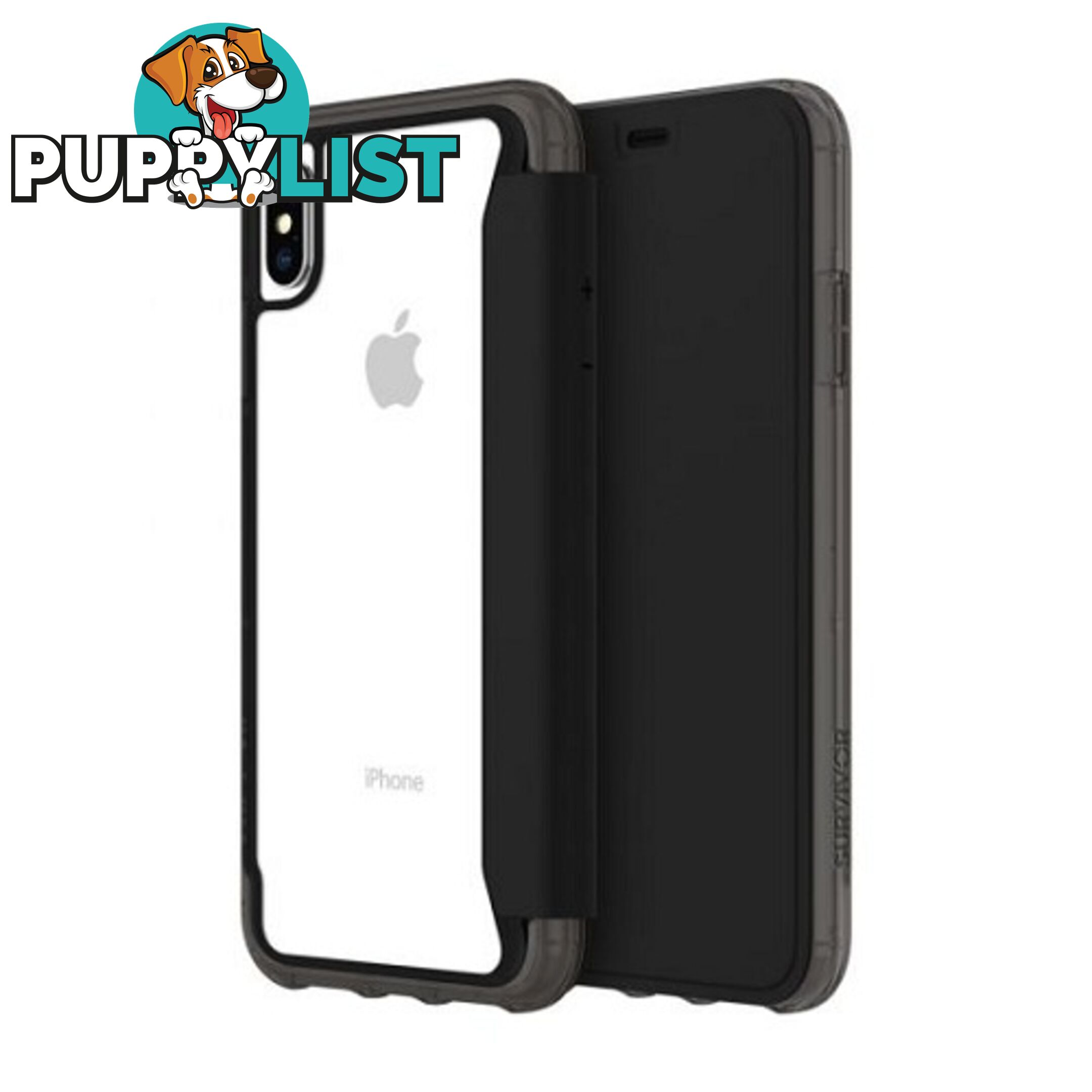 Griffin Survivor Clear Wallet Case for iPhone Xs Max - Black / Clear - 191058093608/GIP-018-BKC - Griffin