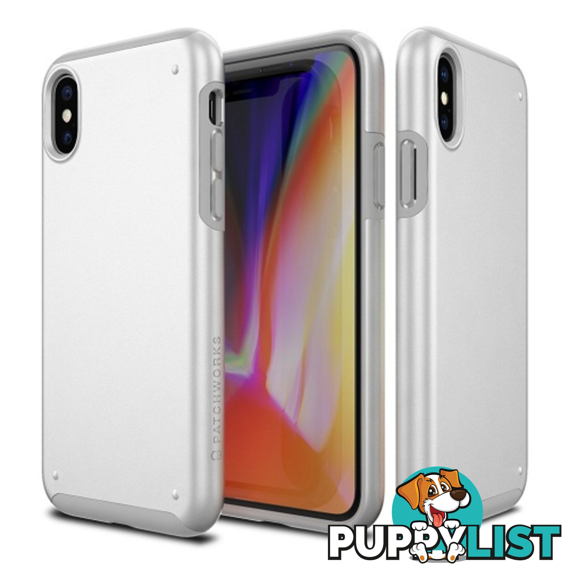 Patchworks Chroma Metalic Rugged Case for iPhone X - White / Black - 8809453318456/CRA82 - Patchworks