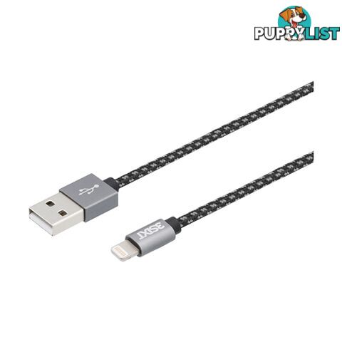 3SIXT 1M Braided Nylon Cable USB Type A to Lightning - Black - 9318018128694/3S-1122 - 3SIXT