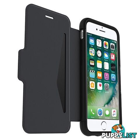 OtterBox Strada Tough Leather Folio Case iPhone 8 / 7 - Black - 660543444794/77-57986 - OtterBox